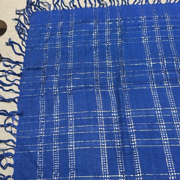 Beautiful royal blue square 31” by 31” table topper, shawl, or scarf. You decide - Picture 6 of 12